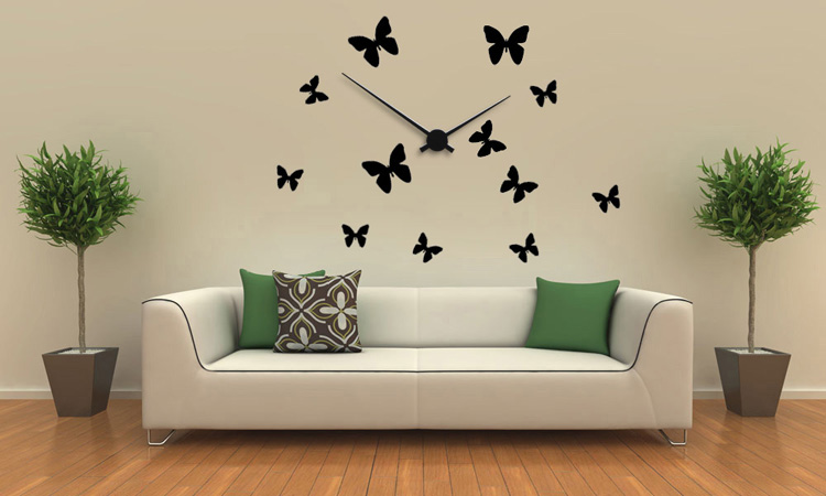 Nástěnné hodiny - 12 motýlků